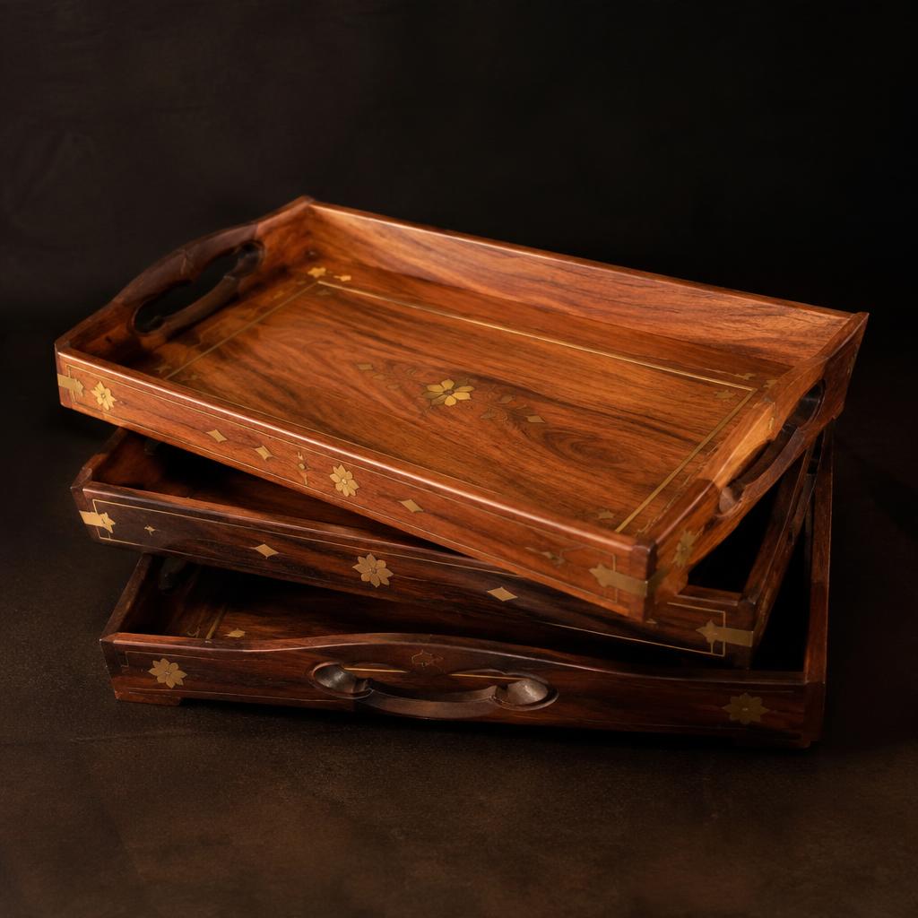 Brass Inlay Serving Trays